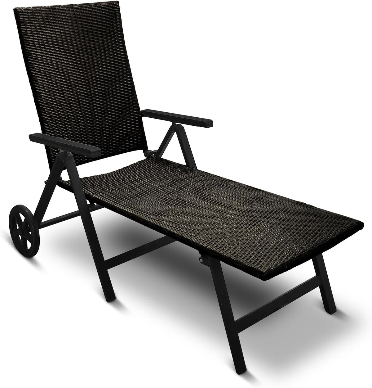 Generisch Aluminium Polyrattan Rollliege verstellbare Relaxliege 120 kg belastbar Sonnenliege Klappbare Gartenliege Campingliege Grau Neu